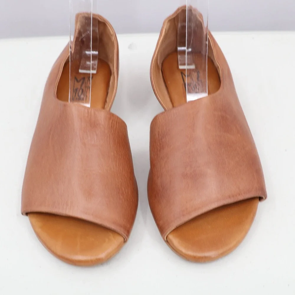 Miz Mooz d'Orsay Sandals Women 6.5 Brown Leather Open Toe Wedge Boho Chic Earthy